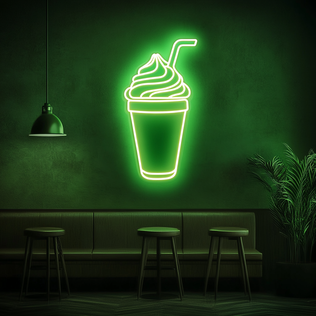Milkshake - Green Neon Sign, 18 Inches