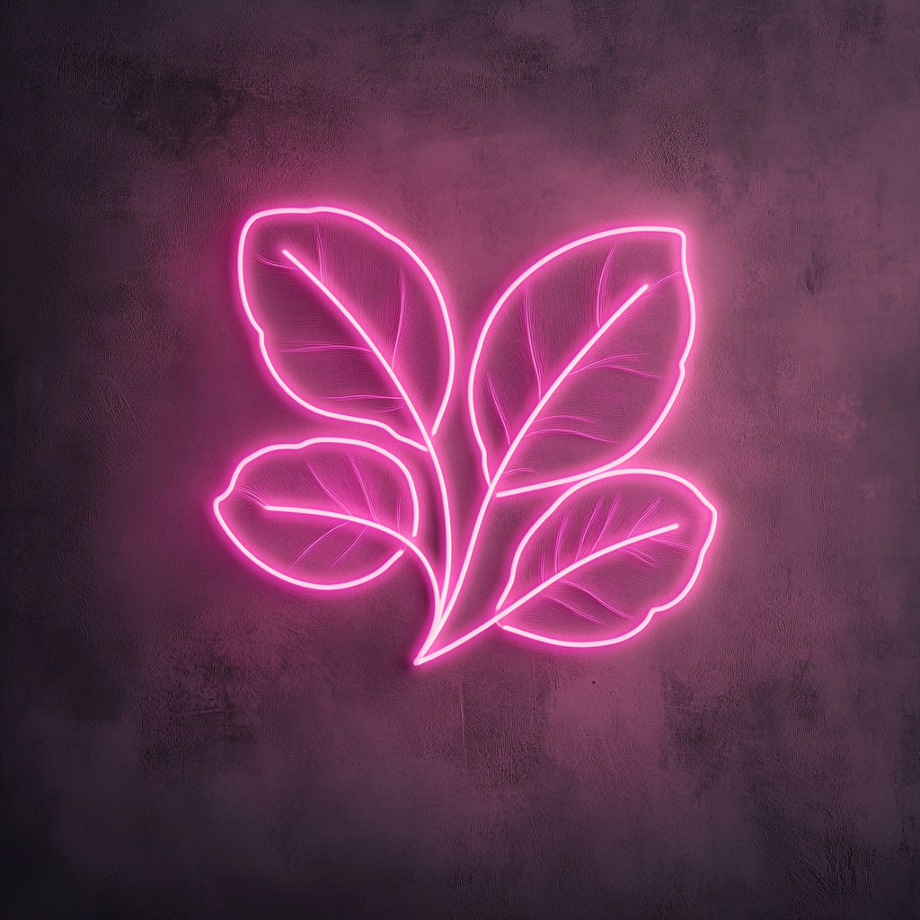 Mint Leaves - Pink Neon Sign, 24 Inches