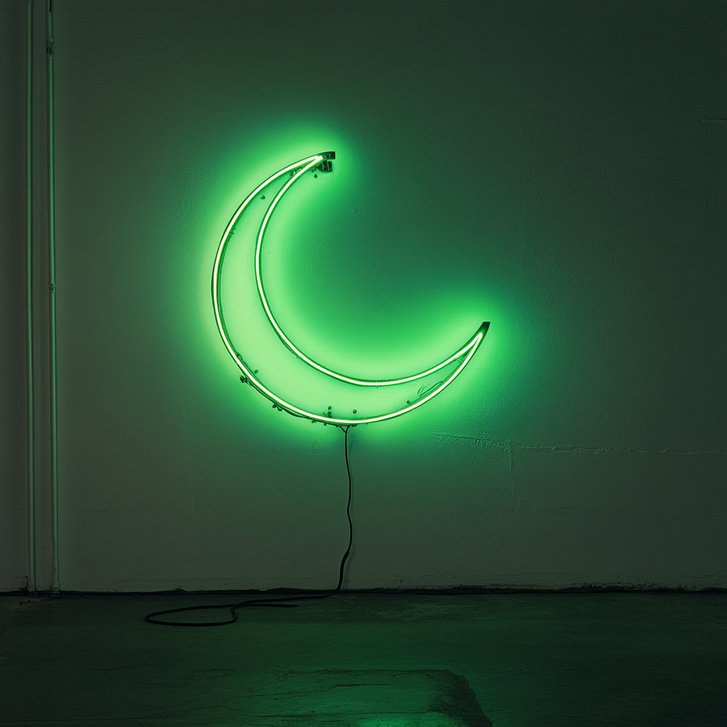 Moon - Green Neon Sign, 24 Inches