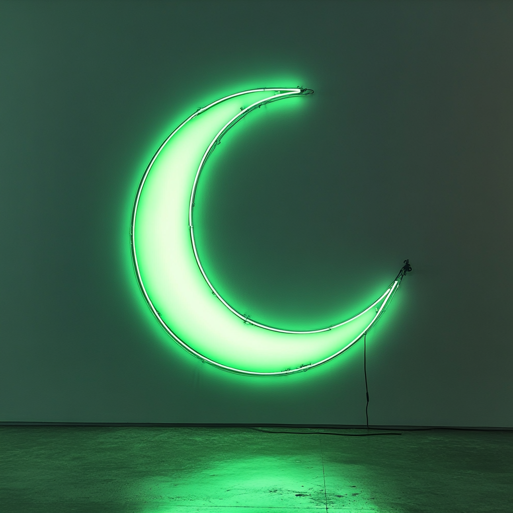 Moon - Green Neon Sign, 24 Inches