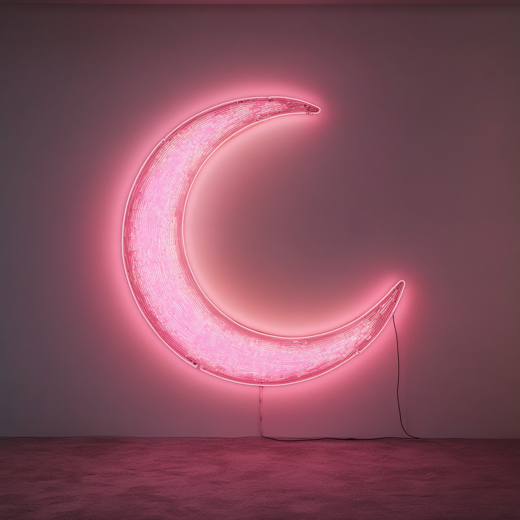 Moon - Pink Neon Sign, 18 Inches