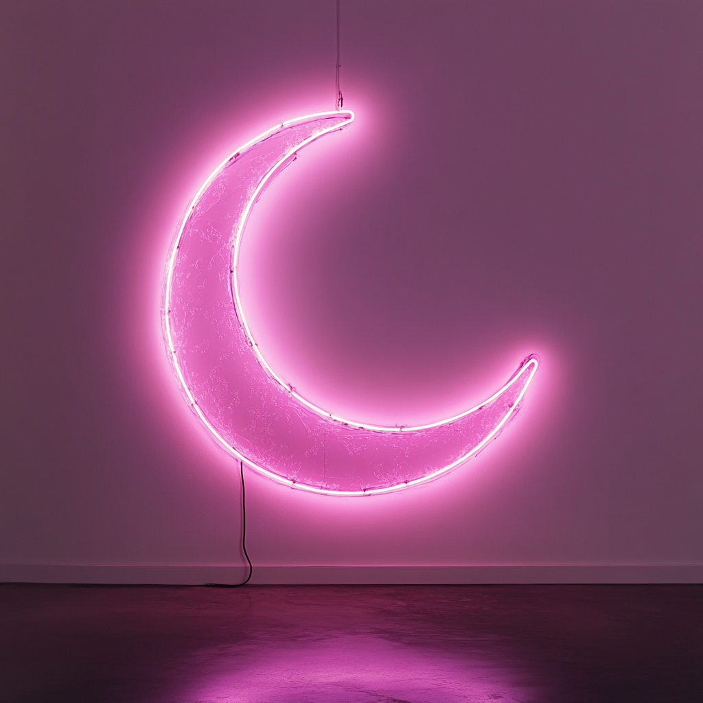 Moon - Pink Neon Sign, 18 Inches