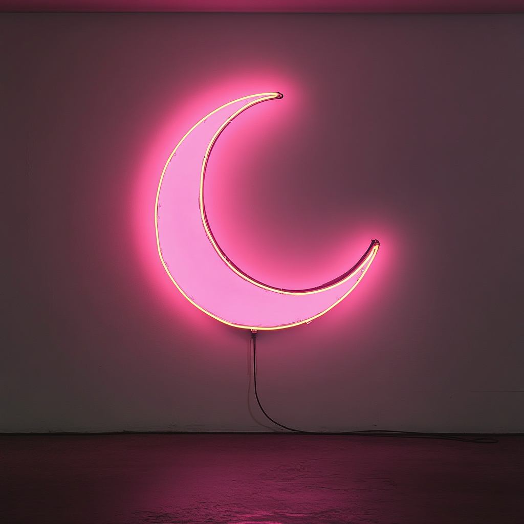 Moon - Pink Neon Sign, 24 Inches