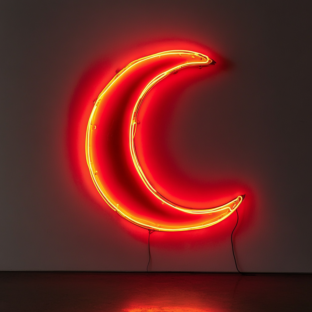 Moon - Red Neon Sign, 18 Inches