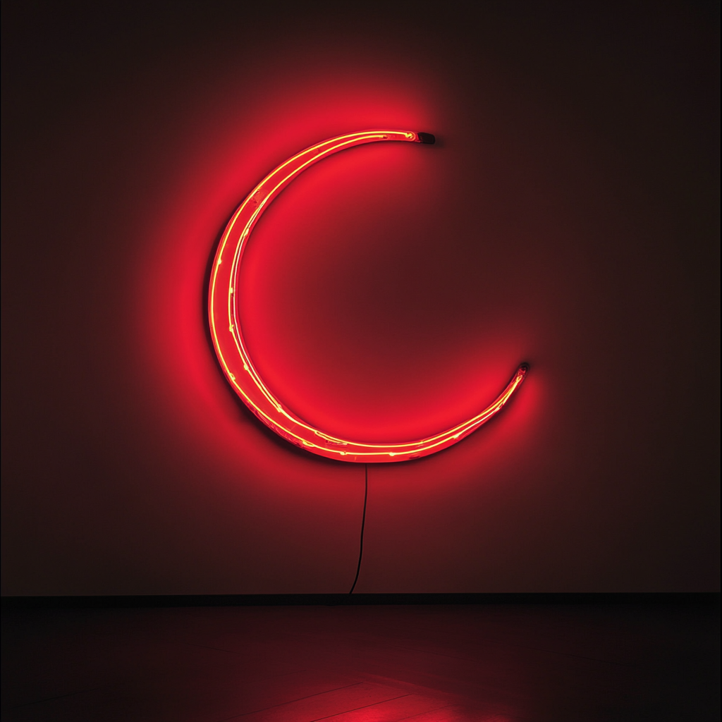 Moon - Red Neon Sign, 18 Inches