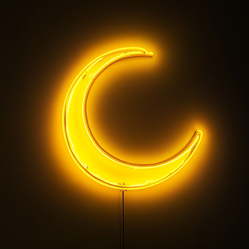 Moon - Yellow Neon Sign, 24 Inches