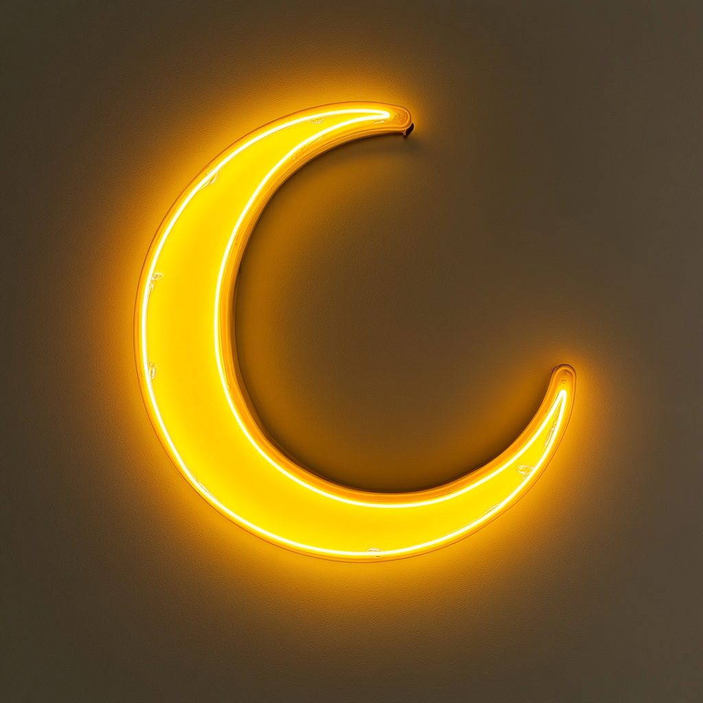 Moon - Yellow Neon Sign, 18 Inches