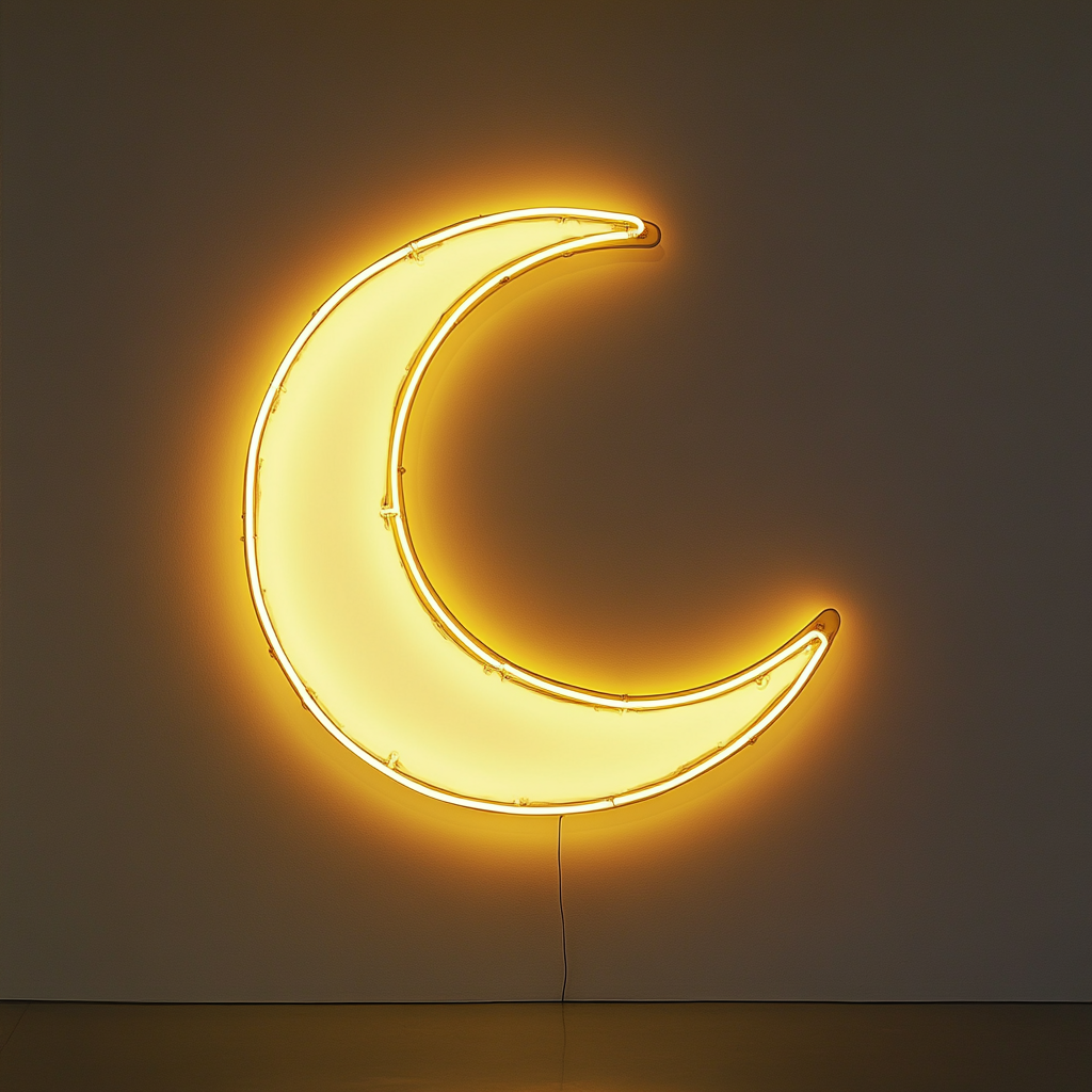 Moon - Yellow Neon Sign, 18 Inches