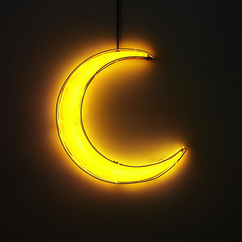 Moon - Yellow Neon Sign, 18 Inches