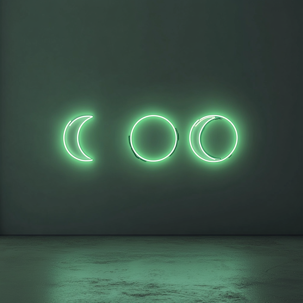 Moon Phases - Green Neon Sign, 18 Inches