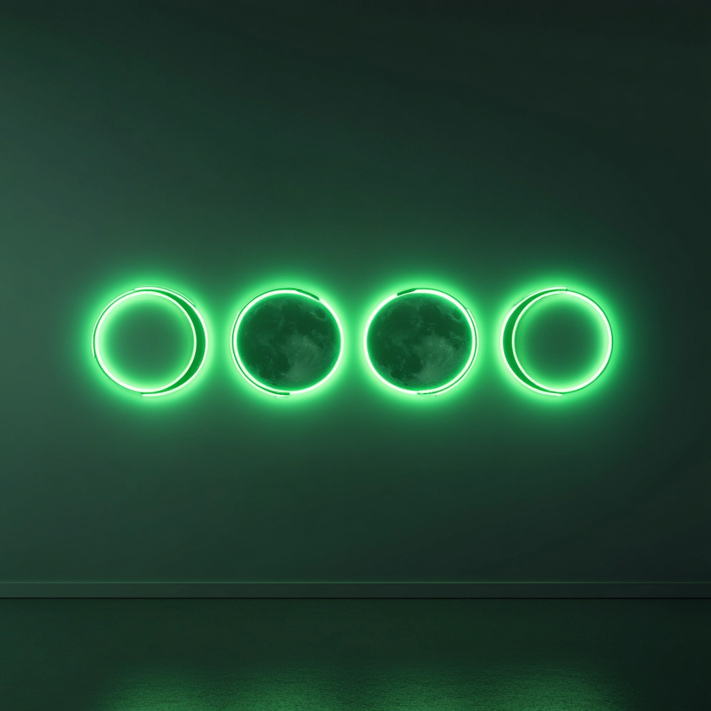 Moon Phases - Green Neon Sign, 24 Inches