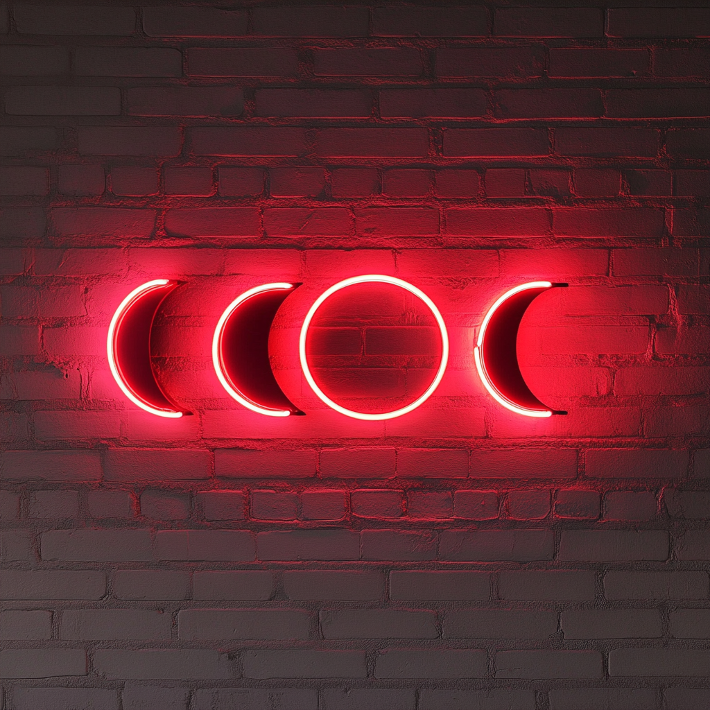Moon Phases - Red Neon Sign, 24 Inches
