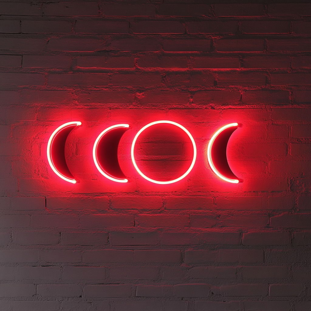 Moon Phases - Red Neon Sign, 18 Inches