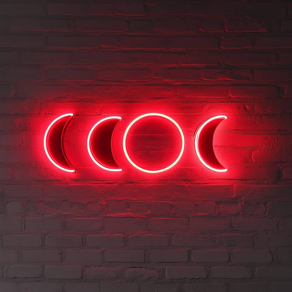 Moon Phases - Red Neon Sign, 24 Inches