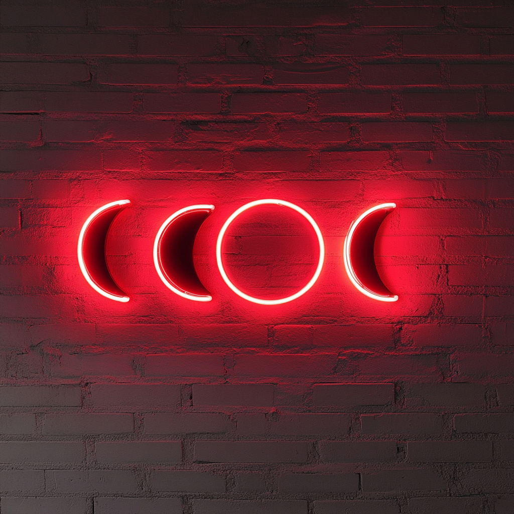 Moon Phases - Red Neon Sign, 18 Inches