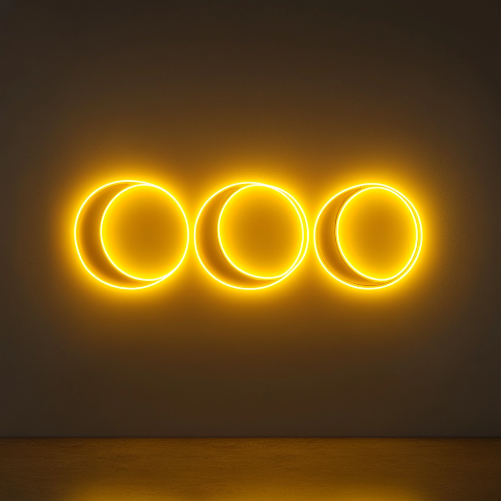 Moon Phases - Yellow Neon Sign, 18 Inches