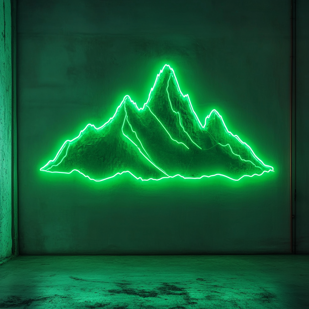 Mountain Range - Green Neon Sign, 24 Inches