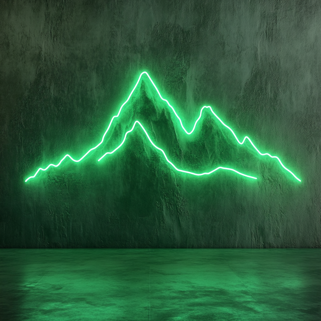 Mountain Range - Green Neon Sign, 24 Inches