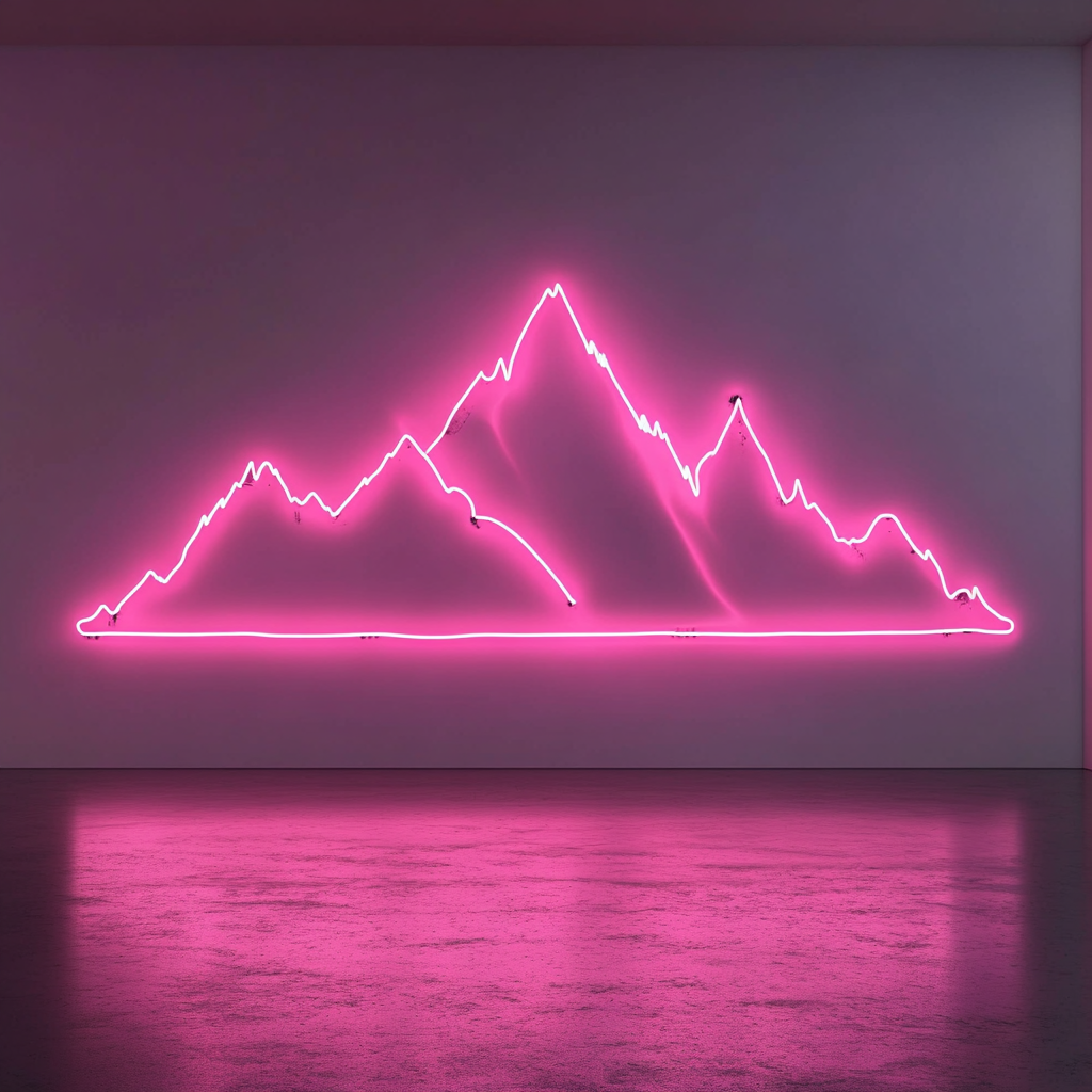 Mountain Range - Pink Neon Sign, 18 Inches