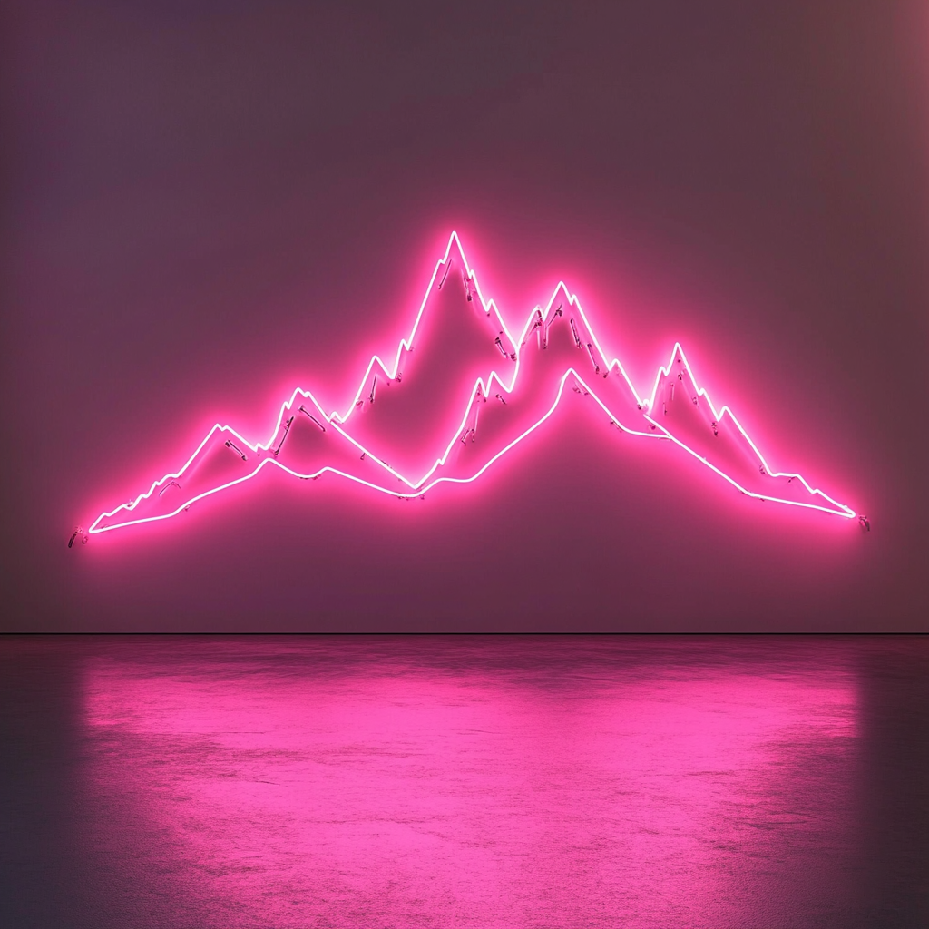 Mountain Range - Pink Neon Sign, 18 Inches