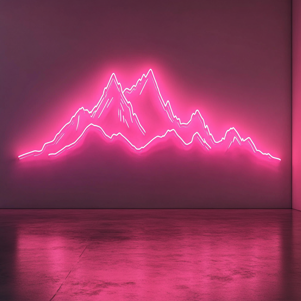Mountain Range - Pink Neon Sign, 24 Inches