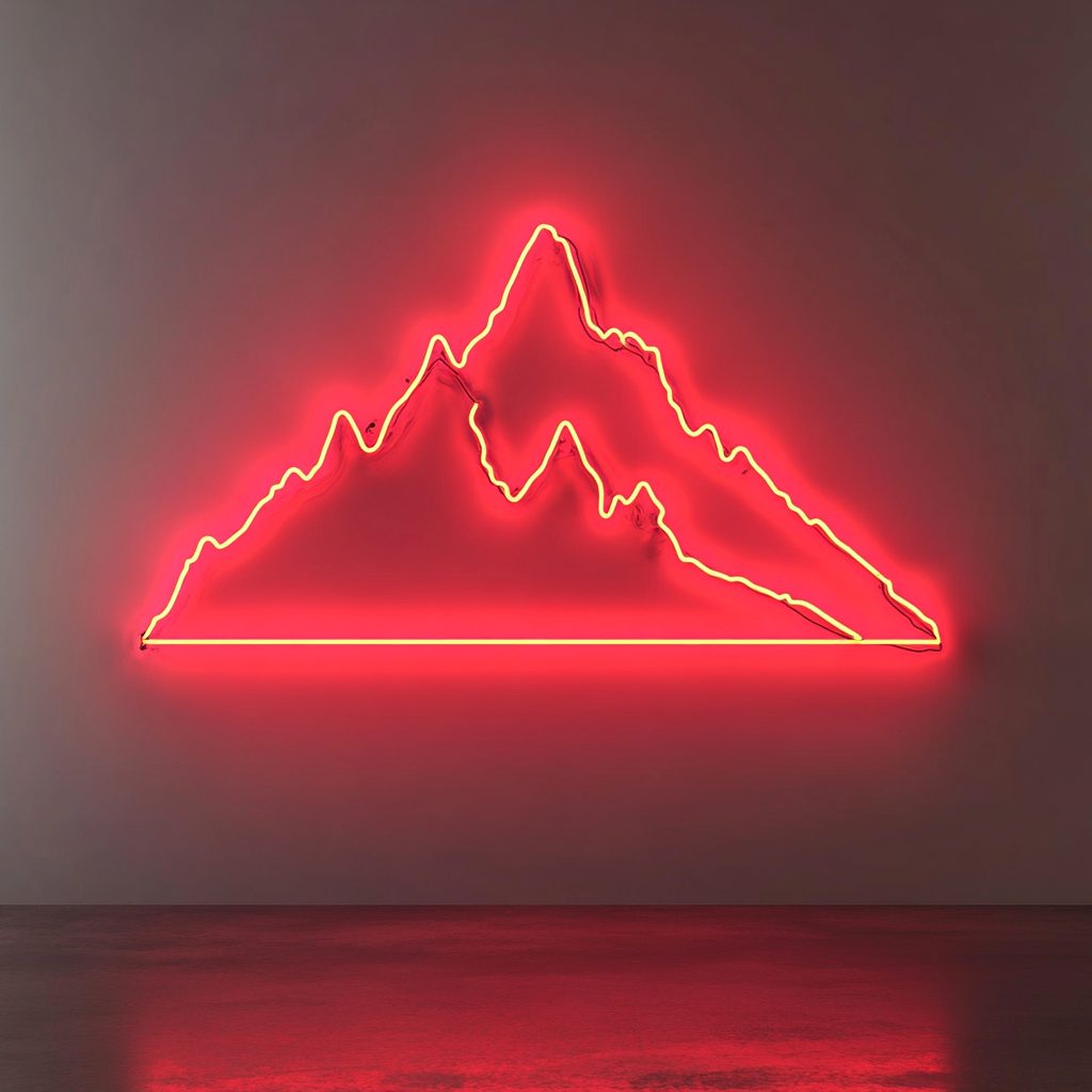 Mountain Range - Red Neon Sign, 24 Inches