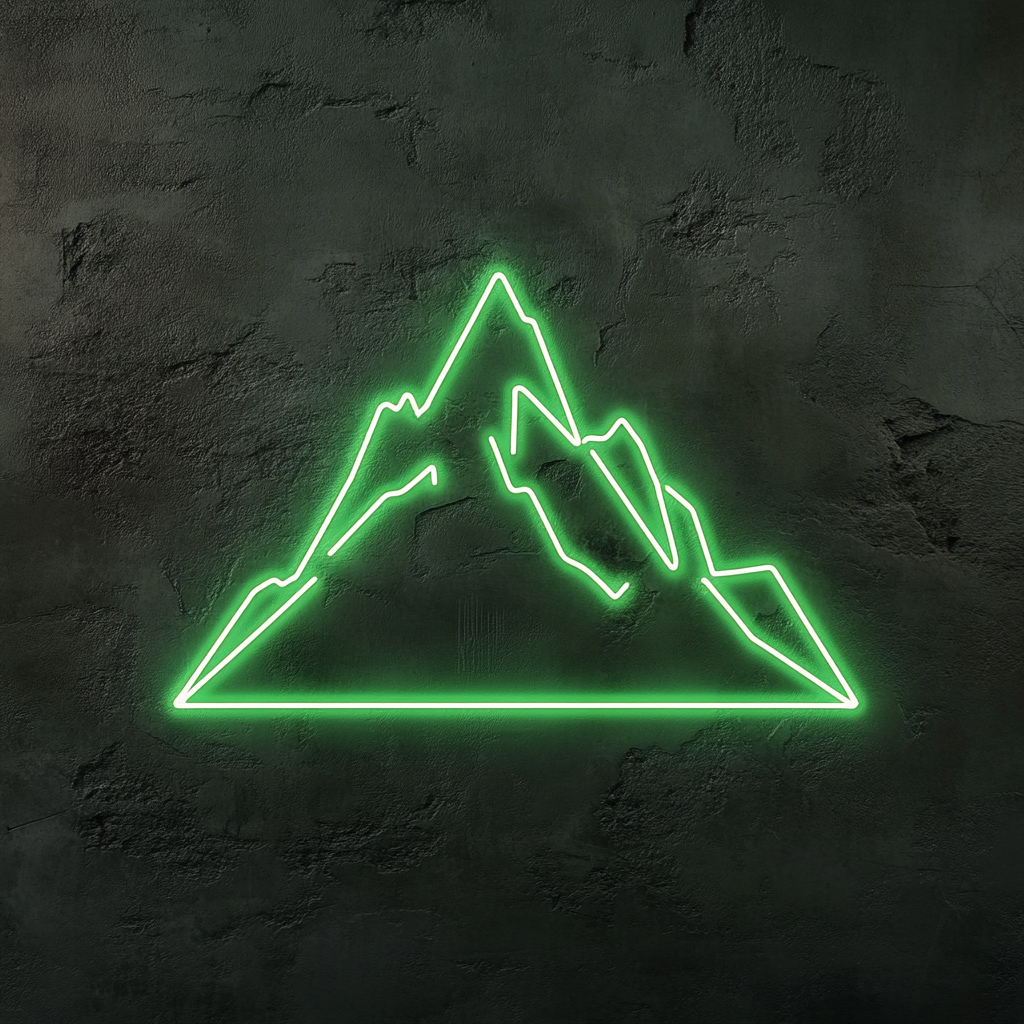 Mountain Silhouette - Green Neon Sign, 24 Inches