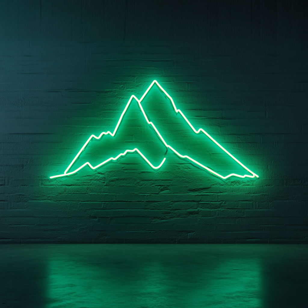 Mountain Silhouette - Green Neon Sign, 18 Inches