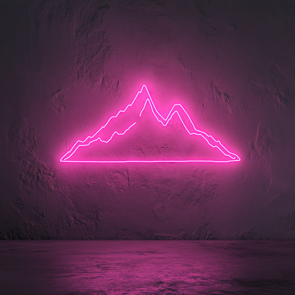 Mountain Silhouette - Pink Neon Sign, 18 Inches