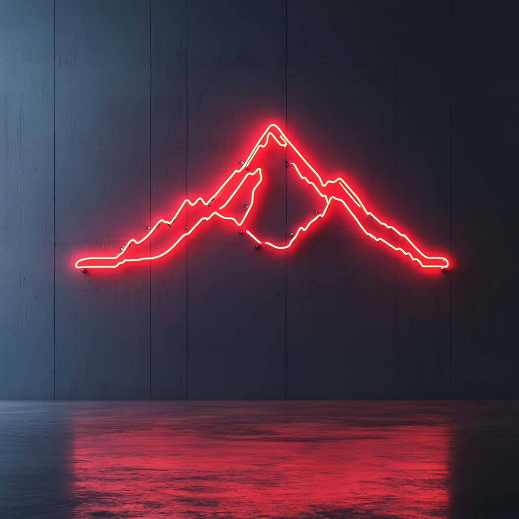 Mountain Silhouette - Red Neon Sign, 18 Inches
