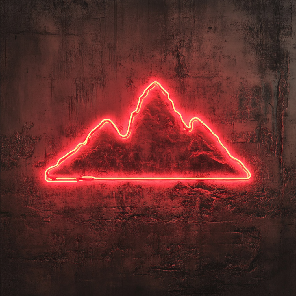 Mountain Silhouette - Red Neon Sign, 18 Inches