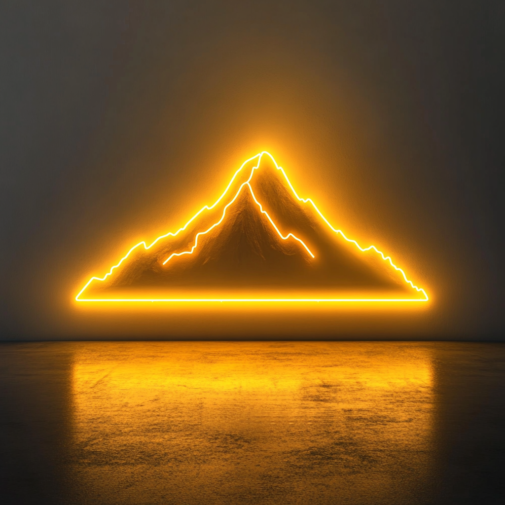 Mountain Silhouette - Yellow Neon Sign, 24 Inches