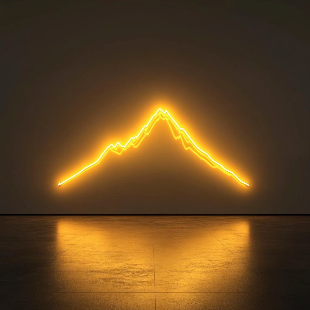 Mountain Silhouette - Yellow Neon Sign, 18 Inches