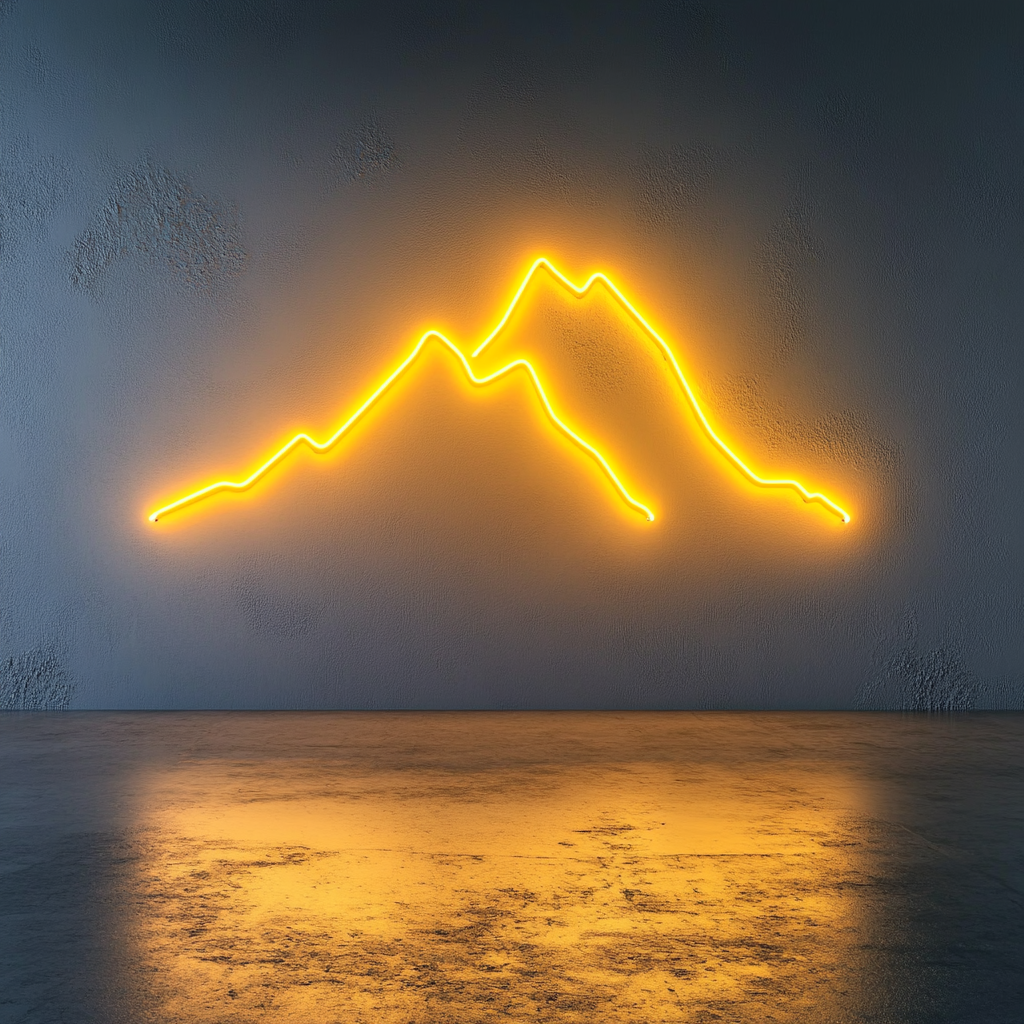 Mountain Silhouette - Yellow Neon Sign, 24 Inches