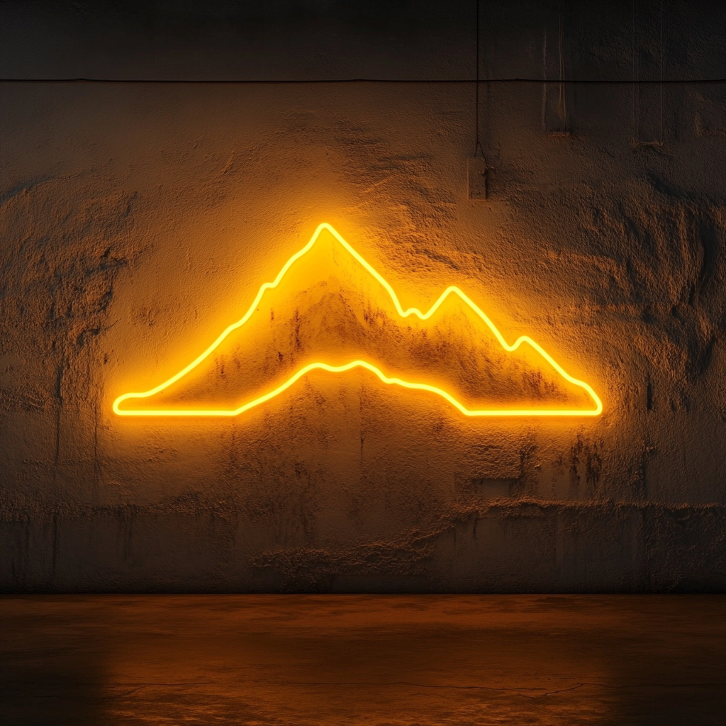 Mountain Silhouette - Yellow Neon Sign, 18 Inches