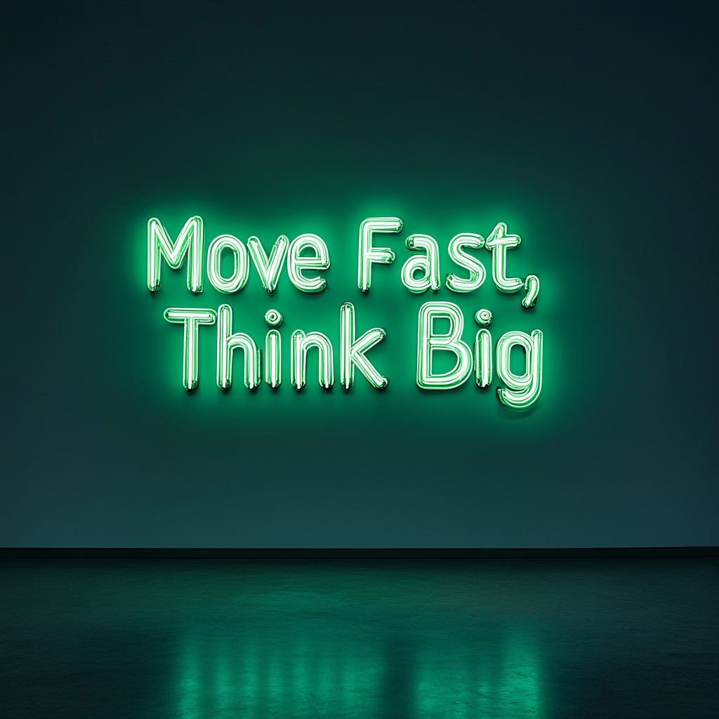 "Move Fast, Think Big" - Green Neon Sign, 24 Inches