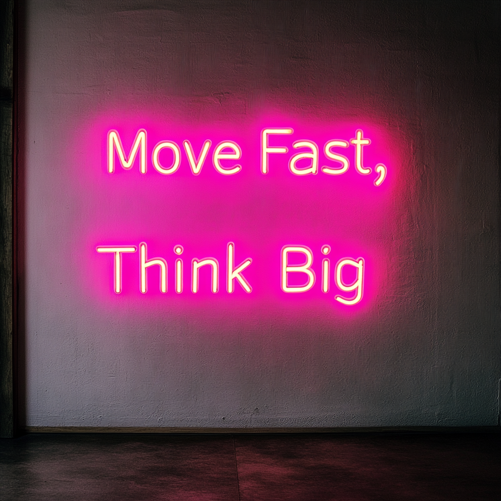 "Move Fast, Think Big" - Pink Neon Sign, 24 Inches