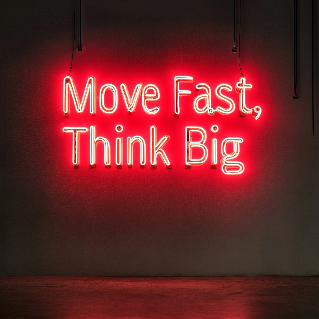 "Move Fast, Think Big" - Red Neon Sign, 24 Inches