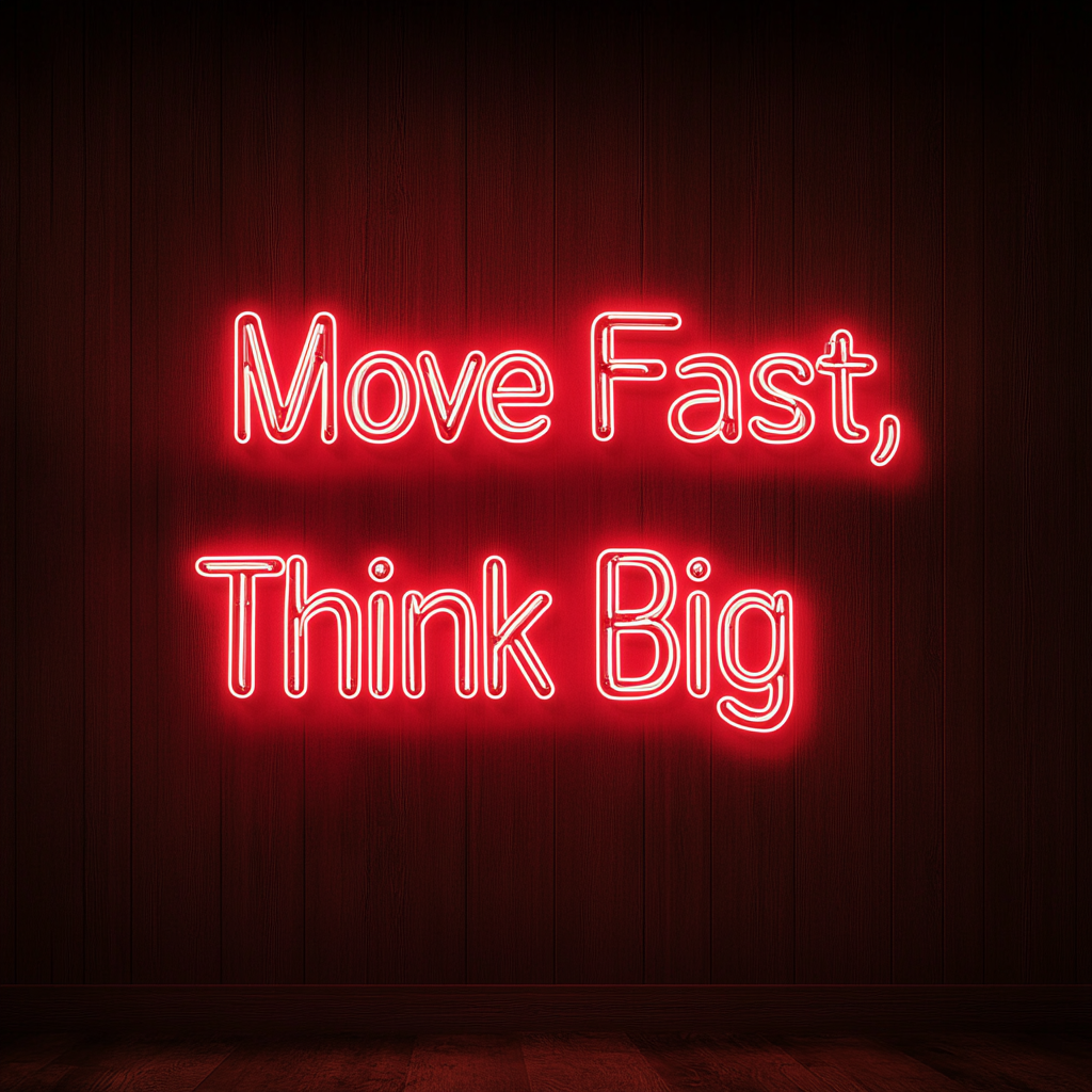 "Move Fast, Think Big" - Red Neon Sign, 24 Inches