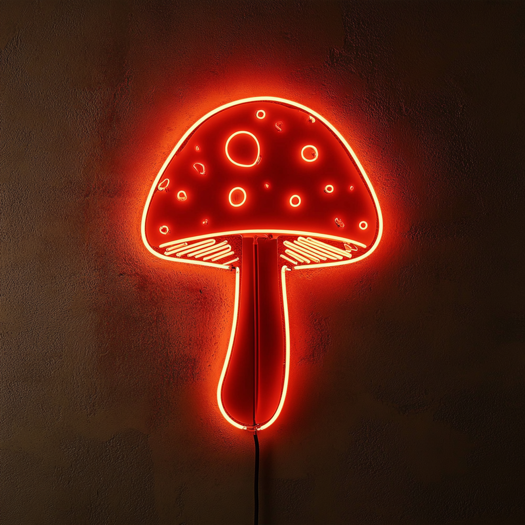 Mushroom - Red Neon Sign, 18 Inches