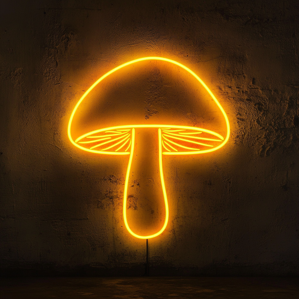 Mushroom - Yellow Neon Sign, 24 Inches