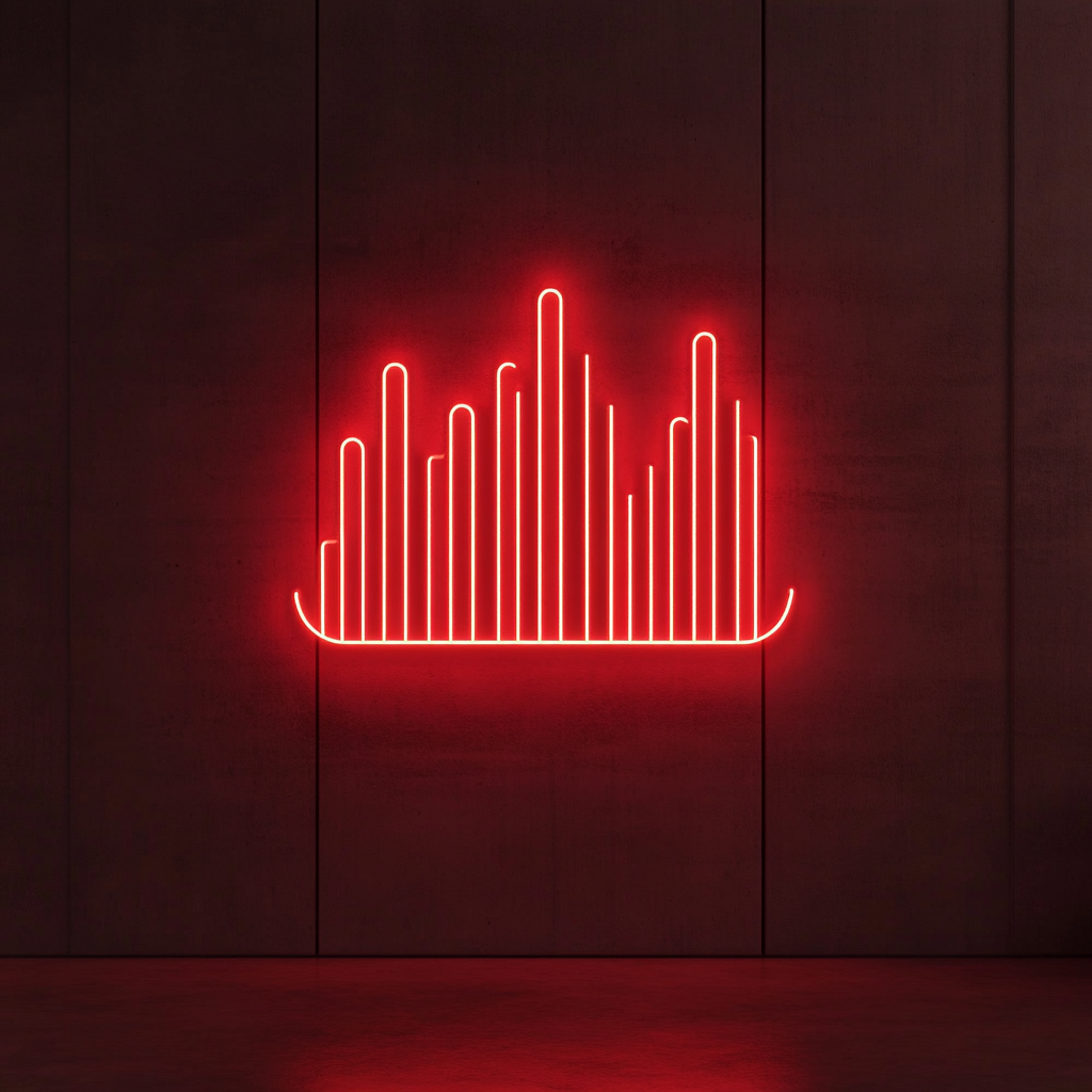 Music Equalizer - Red Neon Sign, 24 Inches