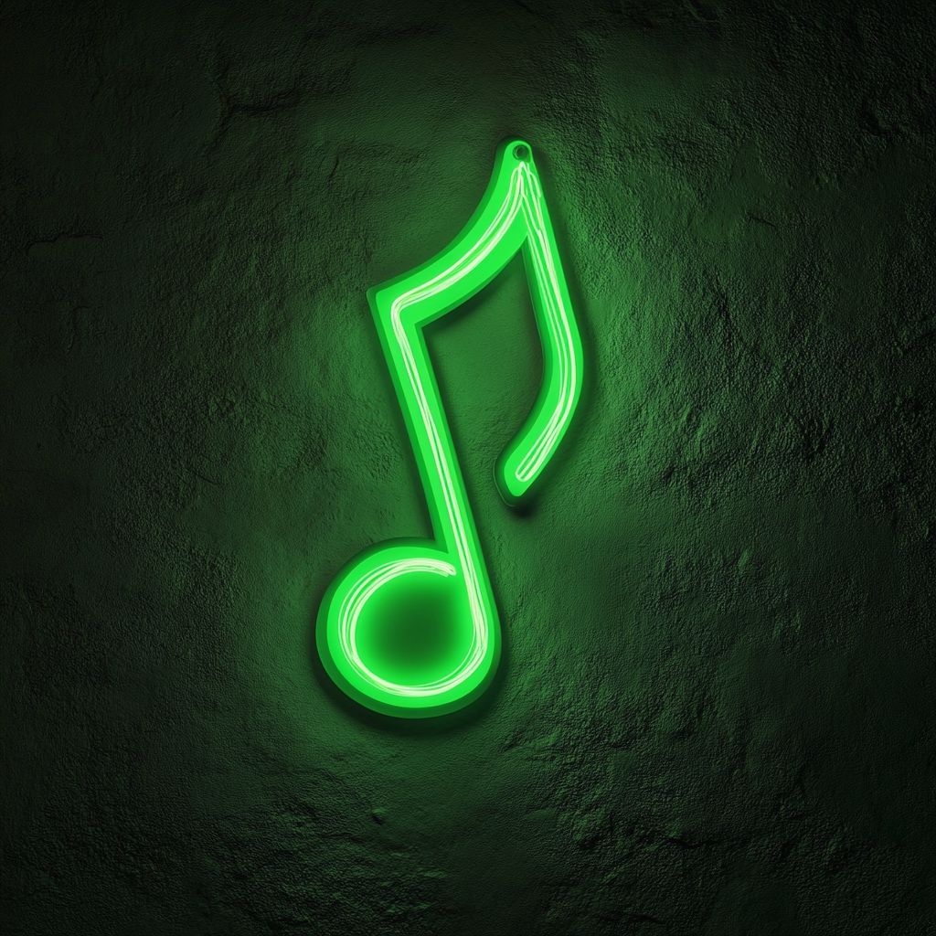 Music Note - Green Neon Sign, 18 Inches