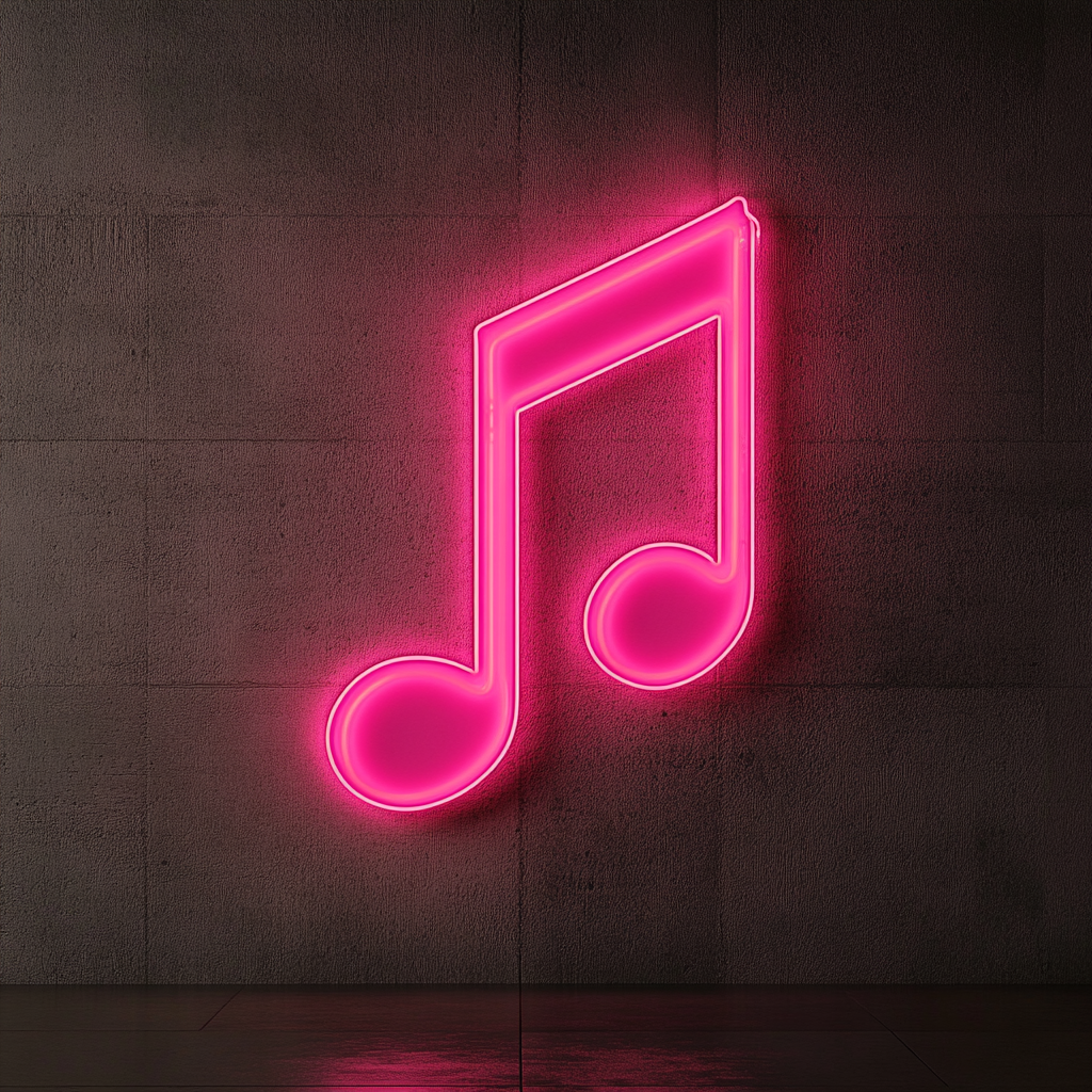 Music Note - Pink Neon Sign, 24 Inches