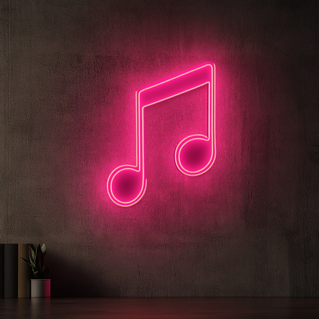 Music Note - Pink Neon Sign, 24 Inches