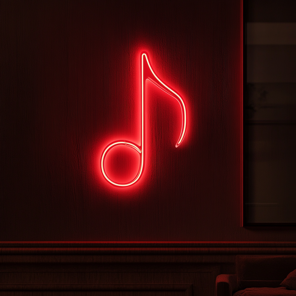 Music Note - Red Neon Sign, 18 Inches