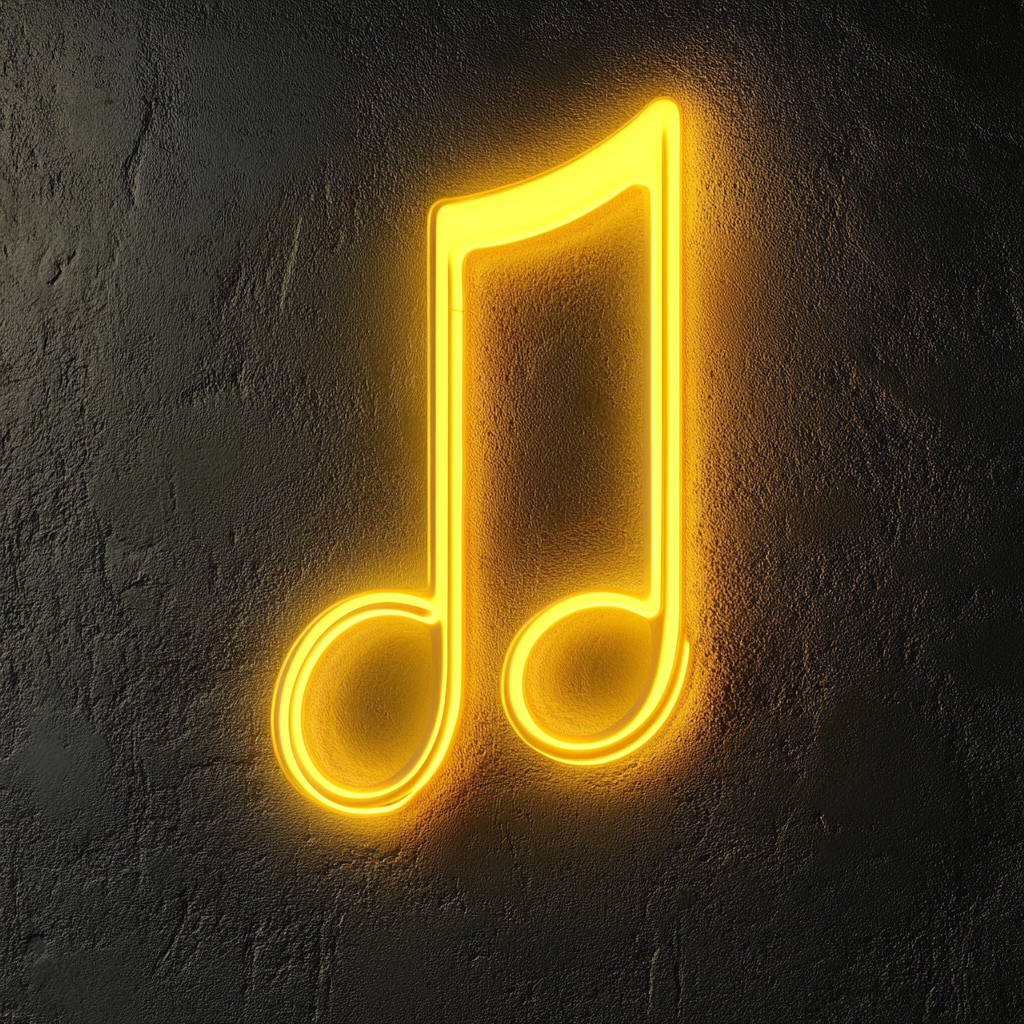 Music Note - Yellow Neon Sign, 24 Inches