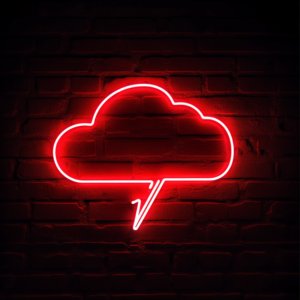 Neon Lightning Cloud - Red Neon Sign, 18 Inches