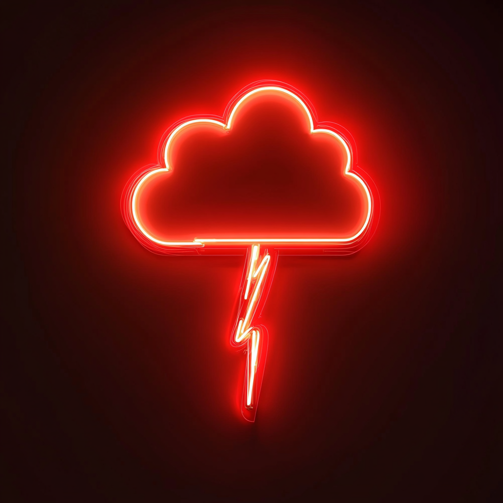 Neon Lightning Cloud - Red Neon Sign, 18 Inches