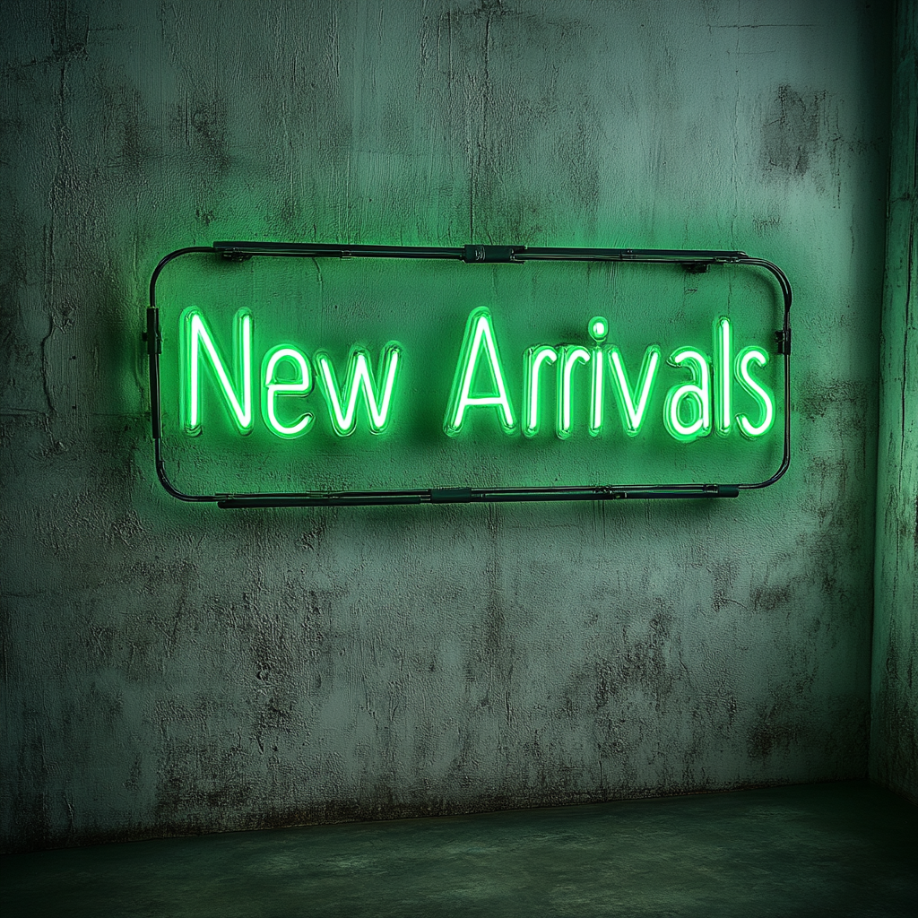 "New Arrivals" - Green Neon Sign, 18 Inches